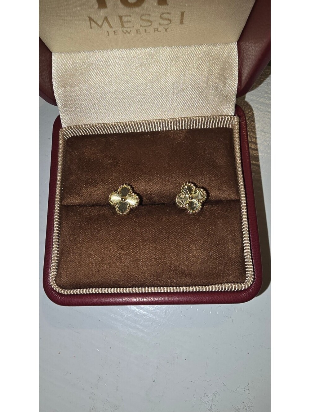 9mm Clover Earrings, Clover Stud 18K Gold Plated